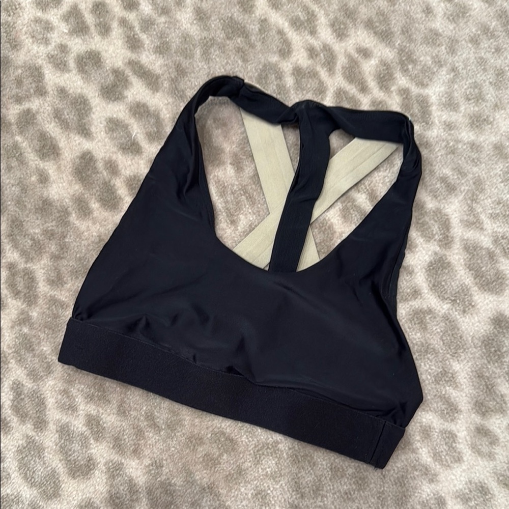 Koral Black and Cream Racerback Sports Bra